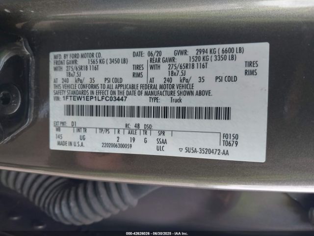 2020 FORD F-150 1FTEW1EP1LFC03447 Photo 8