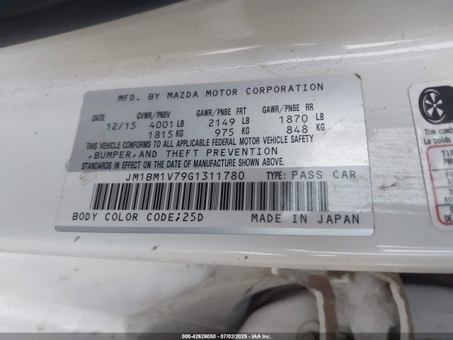 JM1BM1V79G1311780 Mazda pe