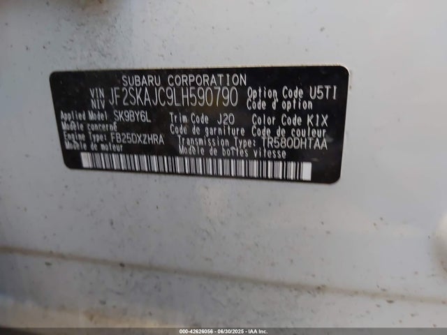JF2SKAJC9LH590790 Subaru naturally aspirated u5