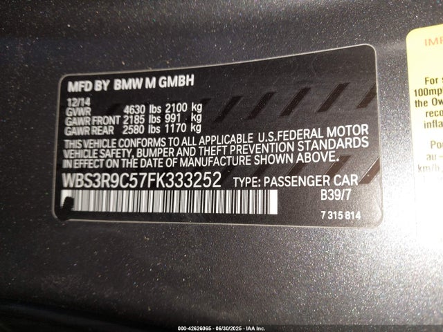 WBS3R9C57FK333252 BMW M4