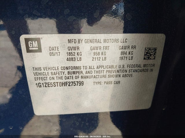 1G1ZE5ST0HF275799 Chevrolet lfv - di: direct injection, vvt: variable valve timing, gen 1