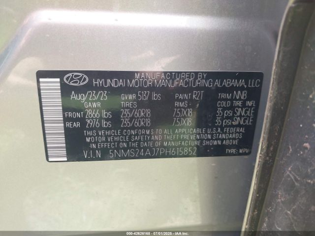 2023 HYUNDAI SANTA FE 5NMS24AJ7PH615852 Photo 8