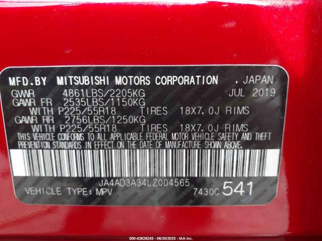 2020 MITSUBISHI OUTLANDER JA4AD3A34LZ004565 Photo 8