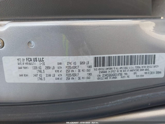 Dodge 2016 2016 2C4RDGBGXGR314799 Image 9
