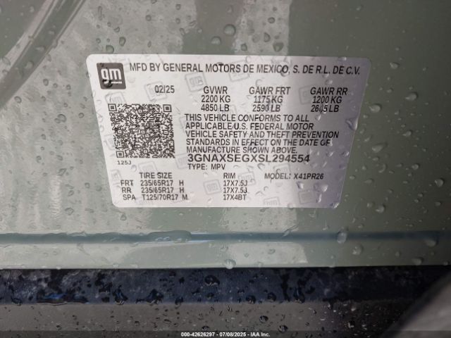 2025 CHEVROLET EQUINOX 3GNAXSEGXSL294554 Photo 8