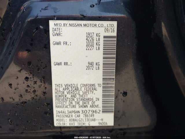 1N4AL3AP6HN307962 Nissan Altima
