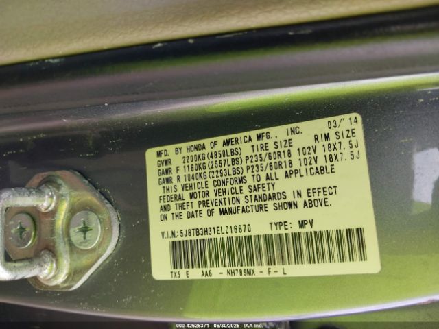 2014 ACURA RDX 5J8TB3H31EL016870 Photo 8