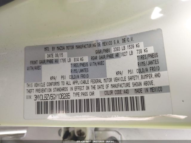 3MYDLBZV5GY106285 Scion p5v