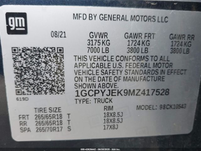 2021 CHEVROLET SILVERADO 1500 1GCPYJEK9MZ417528 Photo 8
