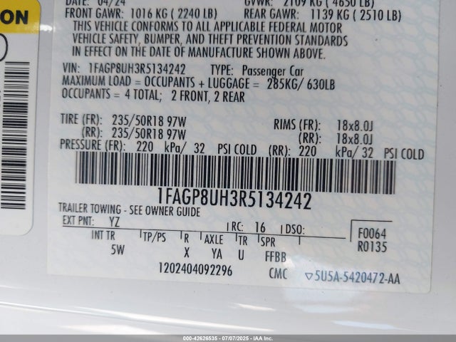 1FAGP8UH3R5134242 Ford 4v