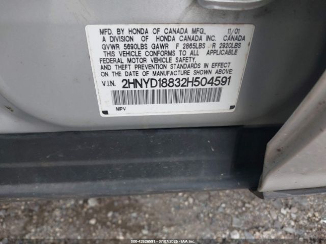 2002 ACURA MDX 2HNYD18832H504591 Photo 8