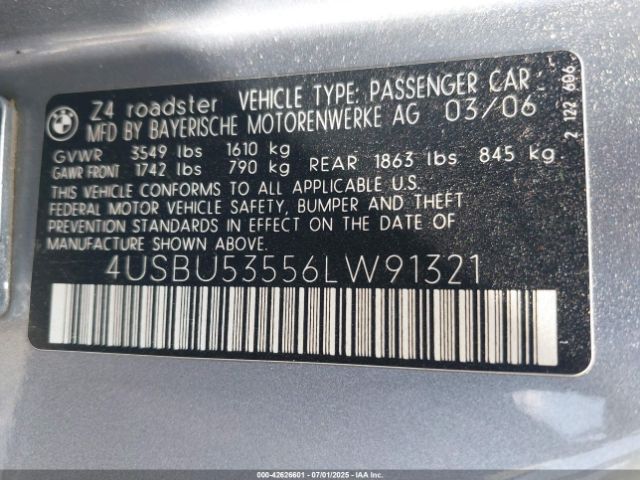 2006 BMW Z4 4USBU53556LW91321 Photo 8