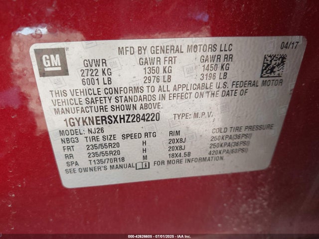 2017 CADILLAC XT5 1GYKNERSXHZ284220 Photo 8
