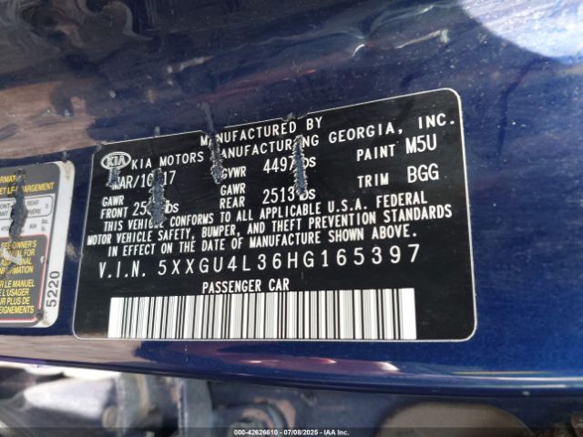 2017 KIA OPTIMA 5XXGU4L36HG165397 Photo 8
