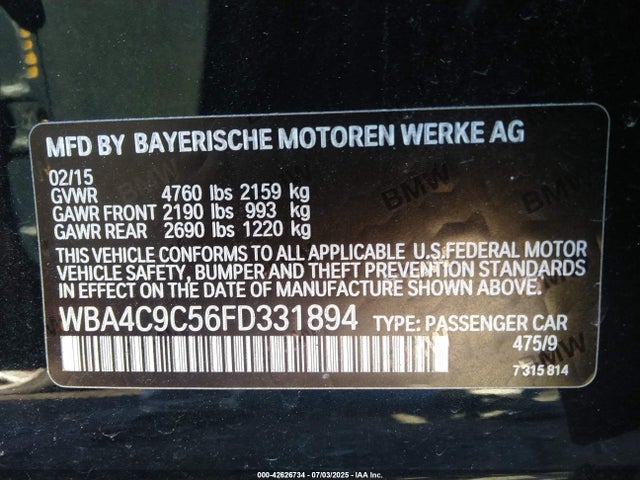BMW 428i 2015 WBA4C9C56FD331894 Image 9