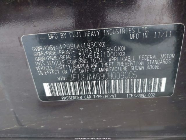 2012 SUBARU IMPREZA JF1GJAA69CH009005 Photo 8