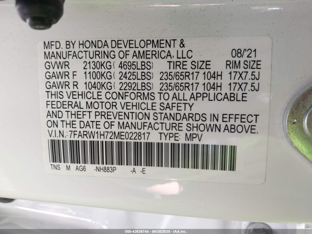 7FARW1H72ME022817 Honda l15be