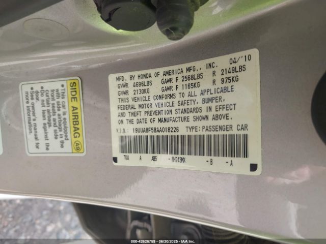 2010 ACURA TL 19UUA8F58AA018226 Photo 8