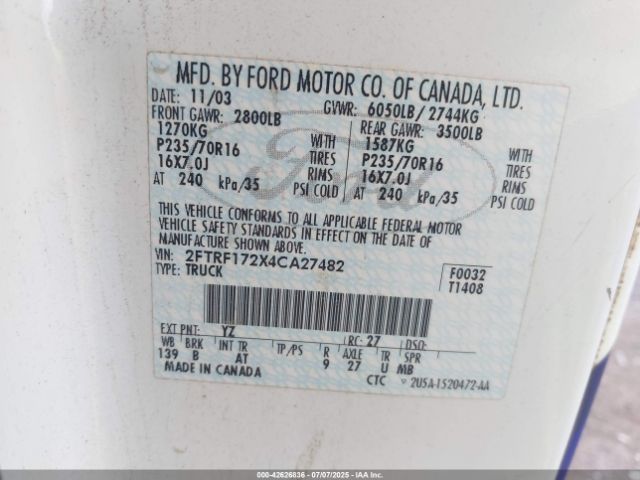 2004 FORD F-150 HERITAGE 2FTRF172X4CA27482 Photo 8
