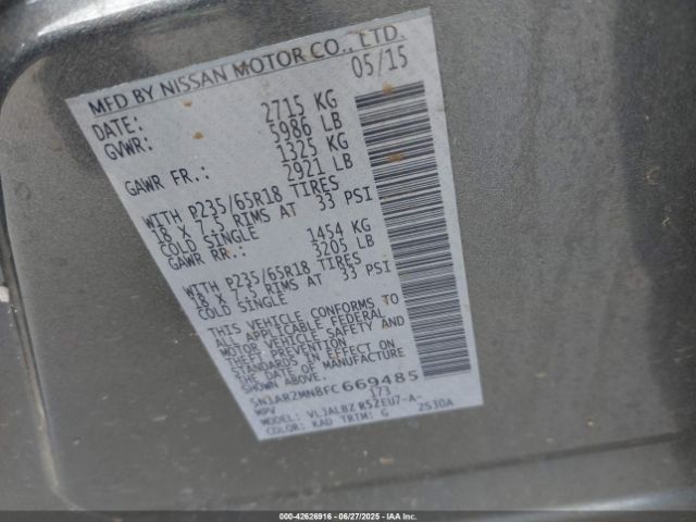 5N1AR2MN8FC669485 Nissan 2015