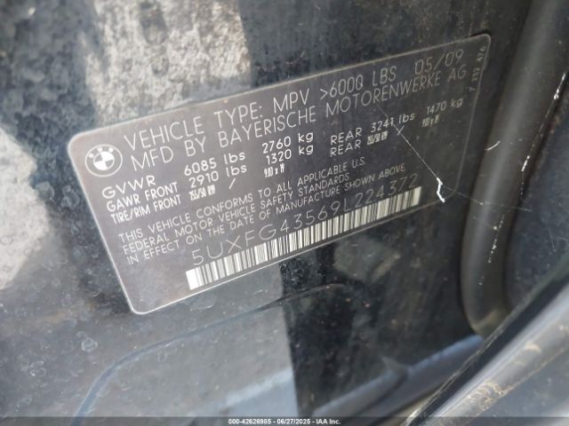 2009 BMW X6 5UXFG43569L224372 Photo 8