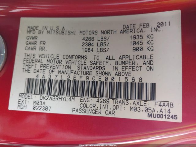 2012 MITSUBISHI ECLIPSE SPYDER 4A37L2EF9CE001568 Photo 8