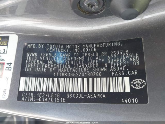 2007 TOYOTA AVALON 4T1BK36B27U180786 Photo 8