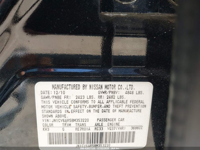 Продаж на аукціоні авто 2011 Infiniti G37x, vin: JN1CV6AR5BM353220, номер лоту: 42627225