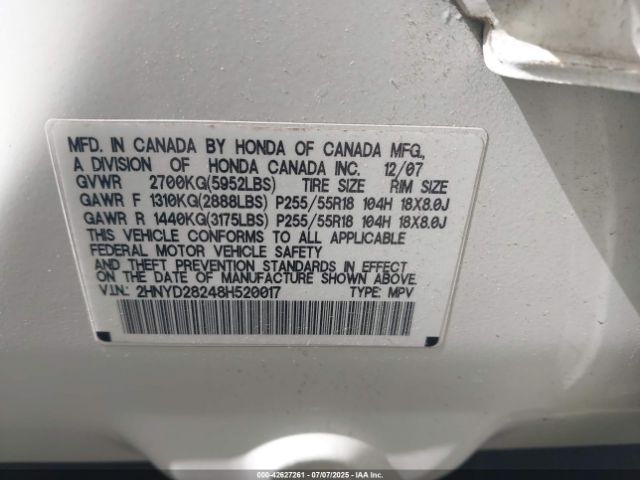 2008 ACURA MDX 2HNYD28248H520017 Photo 8