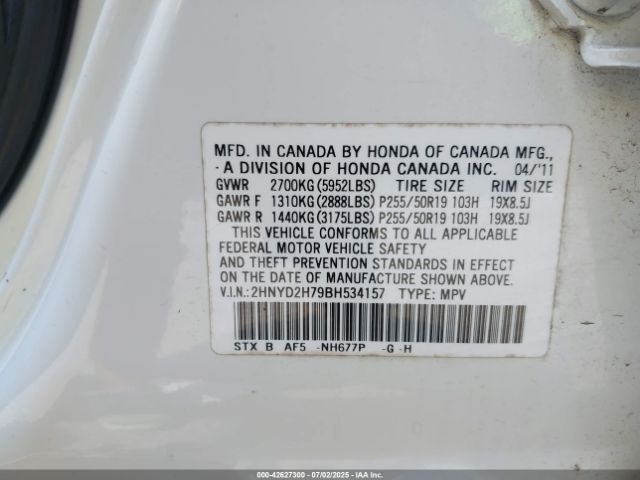 2011 ACURA MDX 2HNYD2H79BH534157 Photo 8