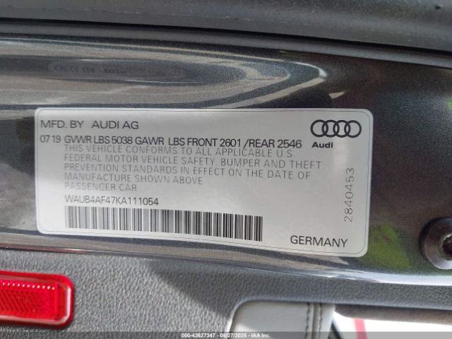 2019 AUDI S4 WAUB4AF47KA111054 Photo 8