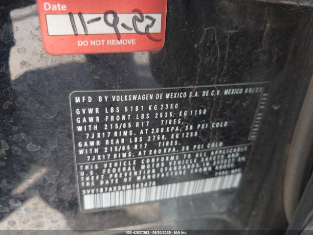 3VV1B7AX9NM163478 Volkswagen Tiguan
