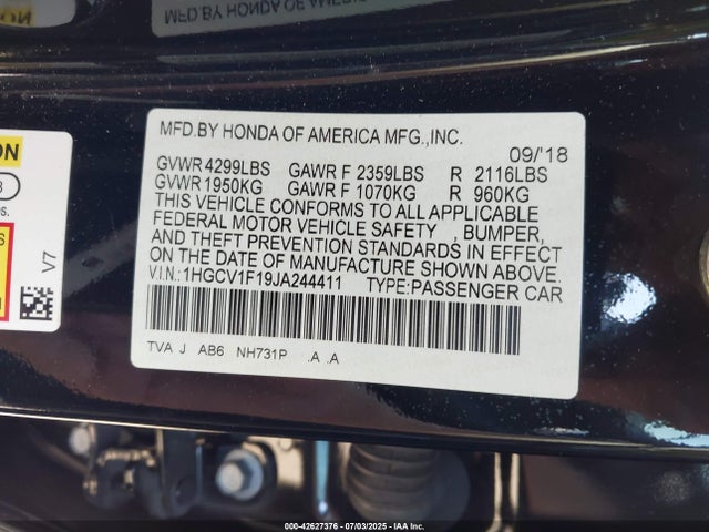 1HGCV1F19JA244411 Honda l15be