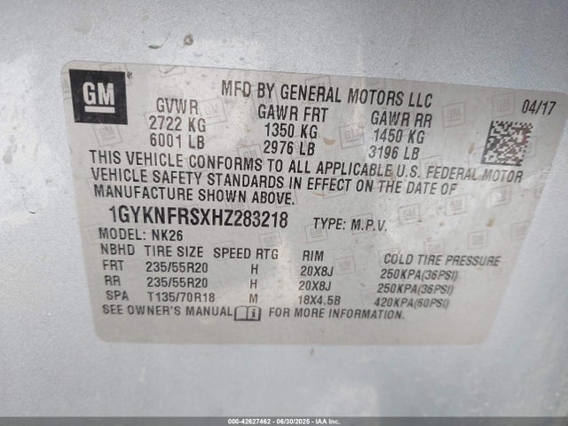 2017 CADILLAC XT5 1GYKNFRSXHZ283218 Photo 8