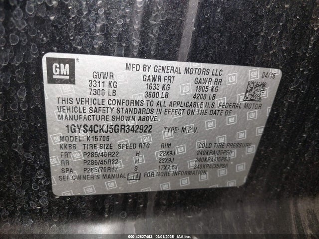 2016 CADILLAC ESCALADE 1GYS4CKJ5GR342922 Photo 8