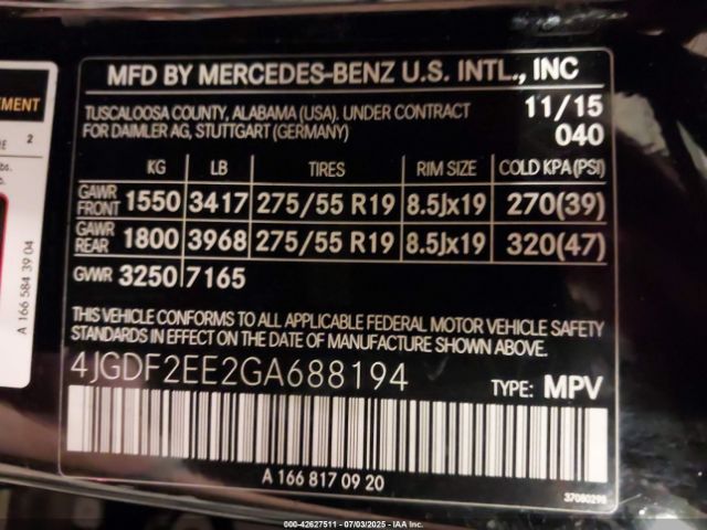 2016 MERCEDES-BENZ GL 350 BLUETEC 4JGDF2EE2GA688194 Photo 8