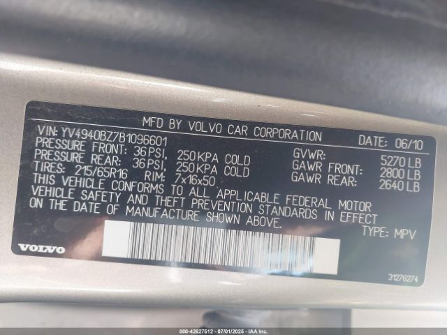2011 VOLVO XC70 YV4940BZ7B1096601 Photo 8