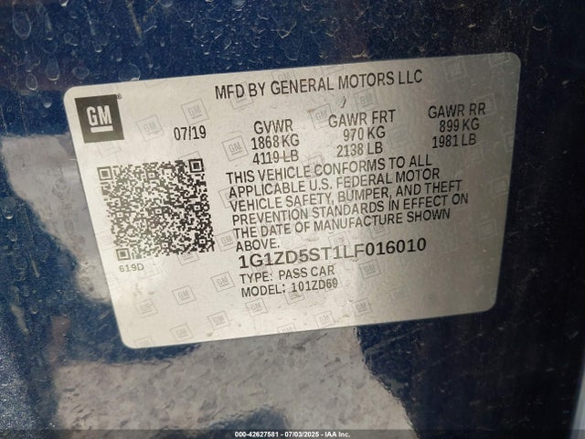 1G1ZD5ST1LF016010 Chevrolet lfv - direct injection, variable valve timing, gen 1