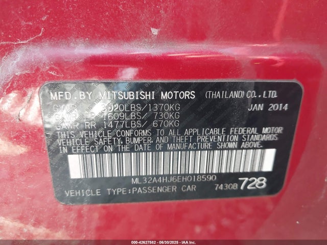 2014 MITSUBISHI MIRAGE ML32A4HJ6EH018590 Photo 8