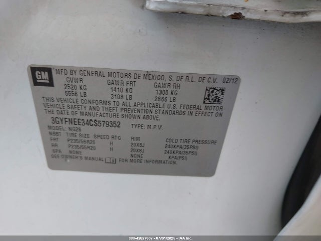 2012 CADILLAC SRX 3GYFNEE34CS579352 Photo 8