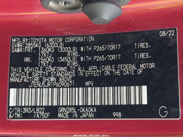 2023 TOYOTA 4RUNNER JTENU5JR1P6090671 Photo 8