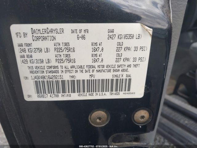 2006 JEEP LIBERTY 1J4GK48K16W292151 Photo 8