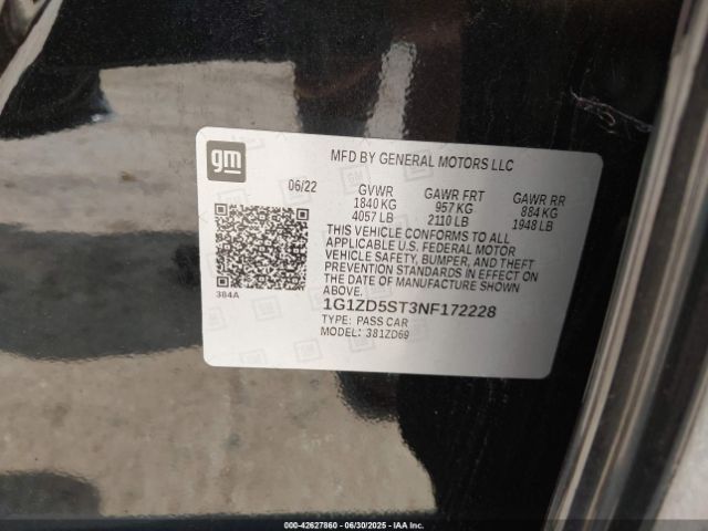 2022 CHEVROLET MALIBU 1G1ZD5ST3NF172228 Photo 8