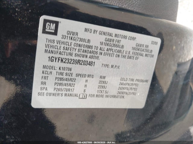 2009 CADILLAC ESCALADE 1GYFK23239R203481 Photo 8