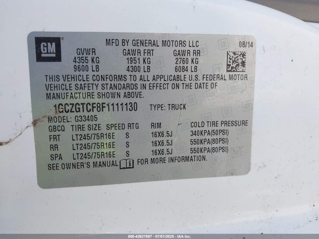 1GCZGTCF8F1111130 Chevrolet l20
