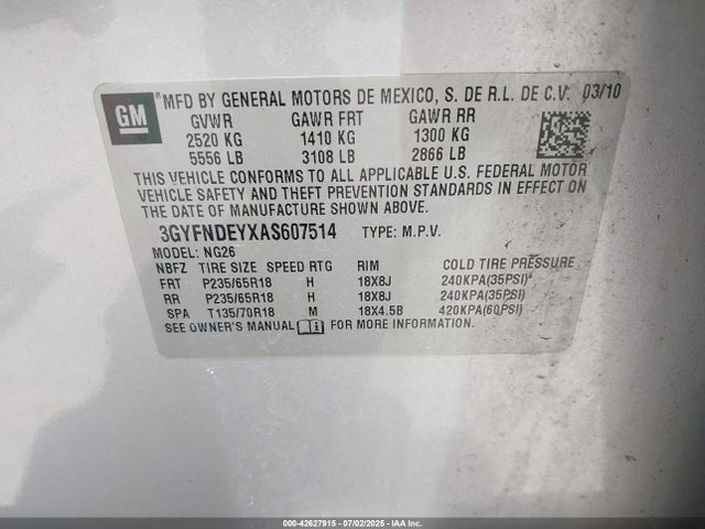 2010 CADILLAC SRX 3GYFNDEYXAS607514 Photo 8
