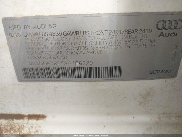 2008 AUDI A4 WAUDF78E48A156229 Photo 8