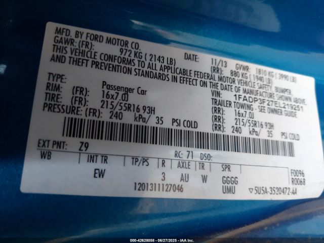 1FADP3F27EL219251 Ford 2014
