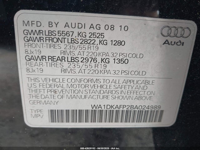 2011 AUDI Q5 WA1DKAFP2BA024989 Photo 8