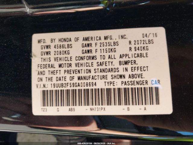 2016 ACURA TLX 19UUB2F59GA008694 Photo 8